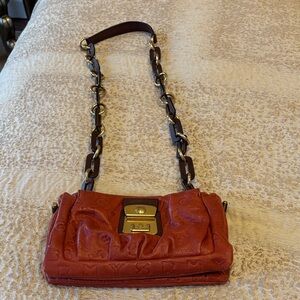Marc Jacobs Red Embossed Shoulder Bag with Chain Strap